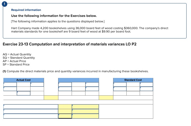 Required information Use the following information for the Exercises below. [The