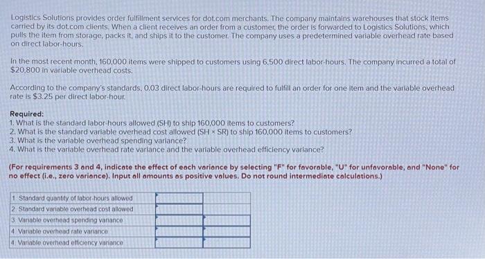  Logistics Solutions provides order fulfillment services tor dot.com merchants. The company