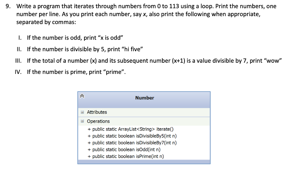  Write a program that iterates through numbers from 0 to 113