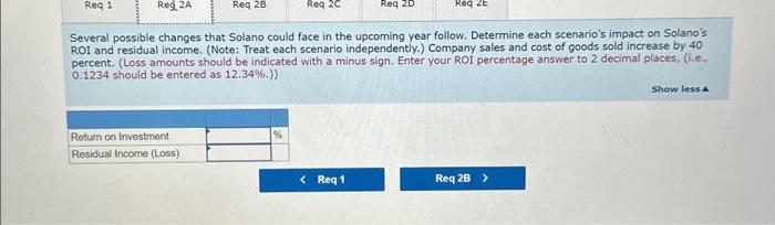 on Investment, Residual Income, Determining Effect of Changes in Sales, Expenses, Invested