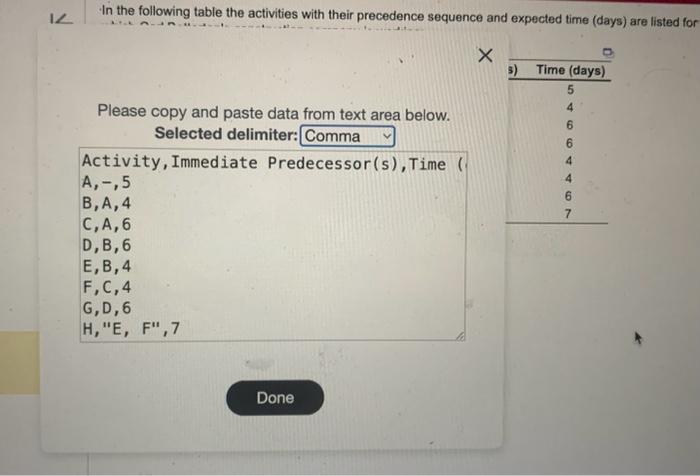 days. Critical path activities for Carl's project are ABDGACFHABEH In the following