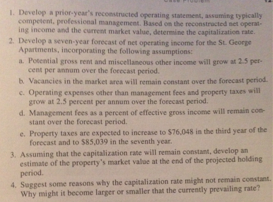 Real Estate Finance - Case Problem Capitalization rate = Net operating income/