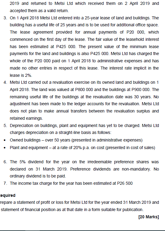 initial trial balance for the year ended 31 March 2019 as follows: