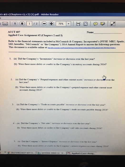  +#2+(Chapters+2 +3) (1).pdf-Adobe Reader ACCT 607 Name Applied Case Assignment #2