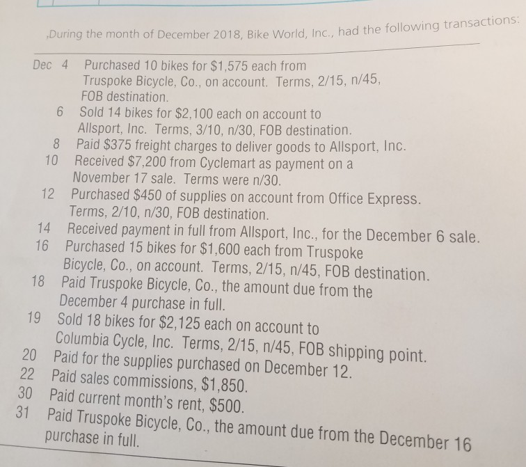 for a Merchandiser, Including Inventory Valuation Bike World, Inc, wholesales a line