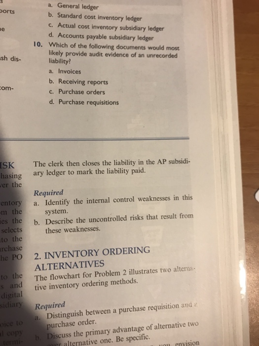 the following description of the purchasing and AP procedures for a company