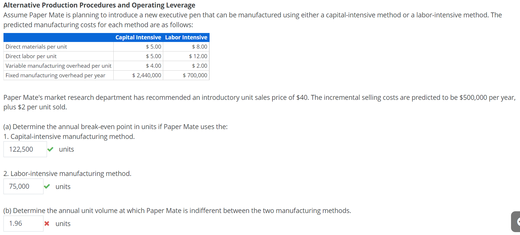 Please help me find the answer to (b) - Determine the annual