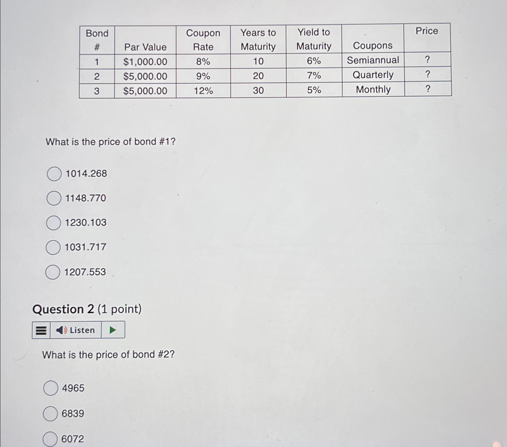  \table[[\table[[Bond]How do you do the bind price of 1,2 and 3?