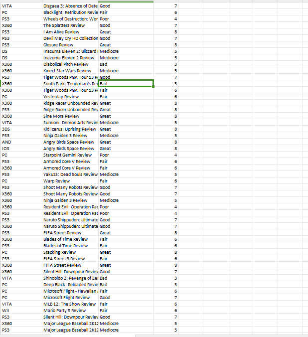 is, the number of fields (columns), the number of entries (rows), and