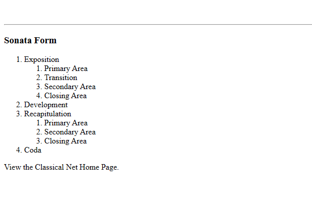  Sonata Form. Using HTML Create the webpage use your own creativity