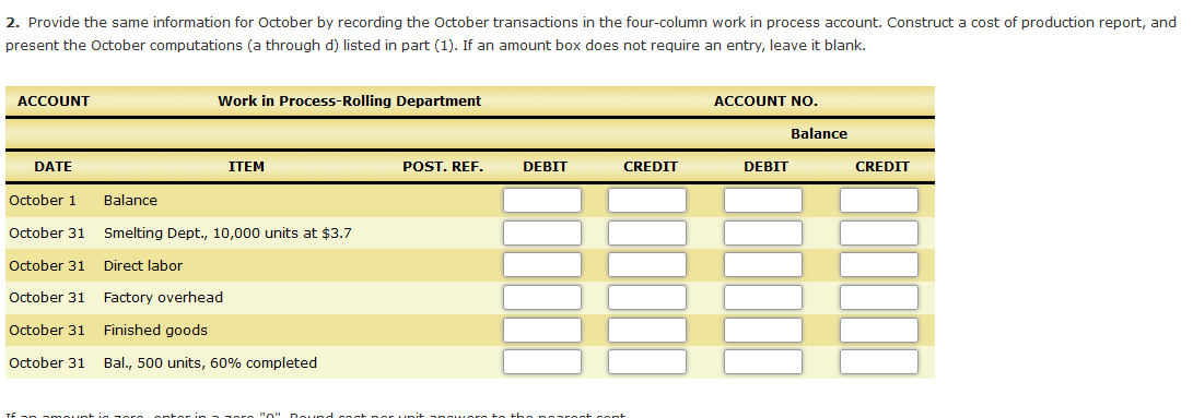 process. The inventory of Work in Process-Rolling on September 1 and debits