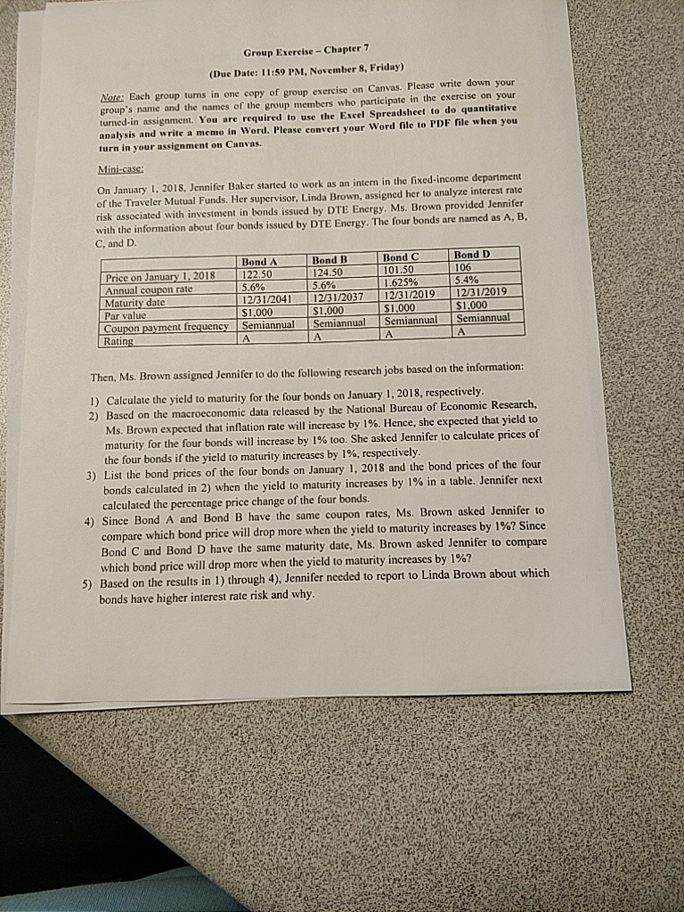  Please help. Please show how you got the answer. Group Exercise