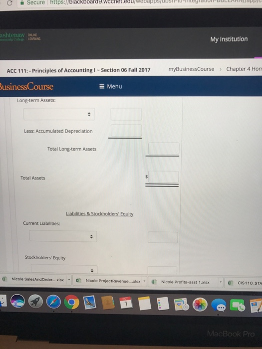 Careers Perse myBusinessCourse Chapter 4 Homework ACC 111: Principles of Accounting 1-Section