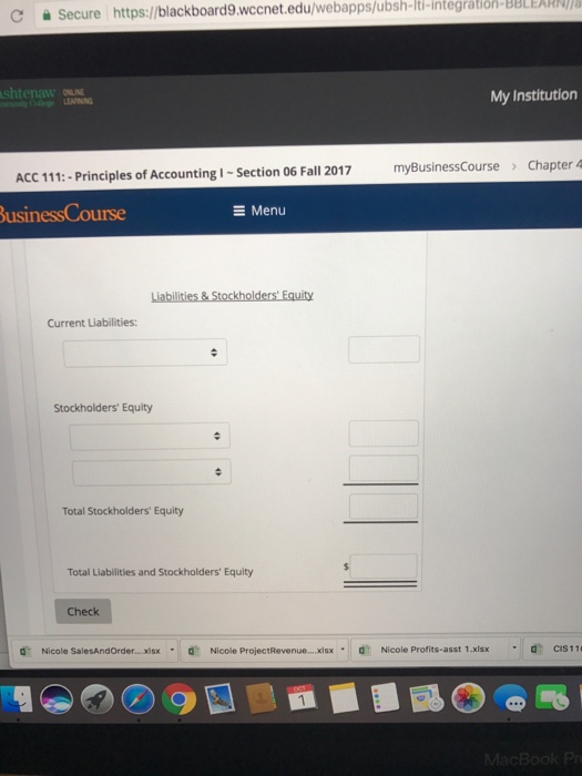06 Fall 2017 usinessCourse Menu Preparing a Classified Balance Sheet The following