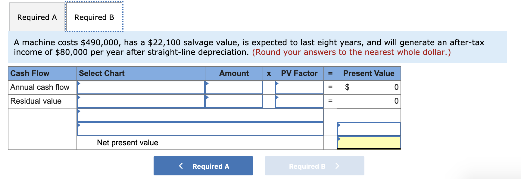 to cost $540,000 and have a useful life of six years. The