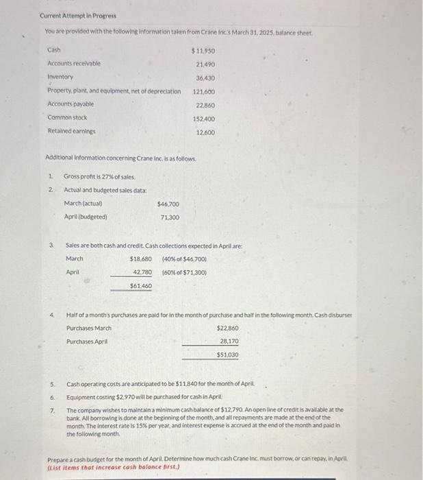  Current Attempt in Progress You are provided with the following information