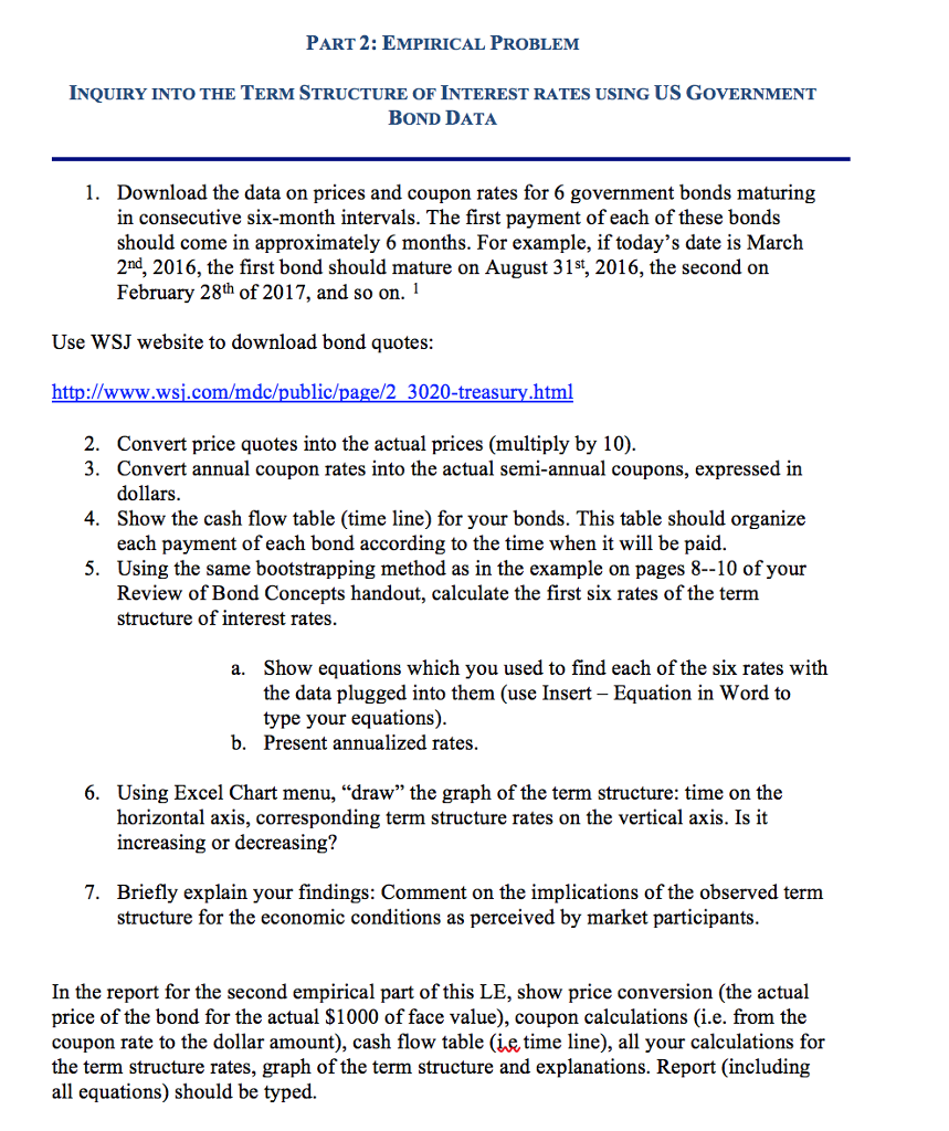  PART 2: EMPIRICAL PROBLEM INQUIRY INTO THE TERM STRUCTURE OF INTEREST