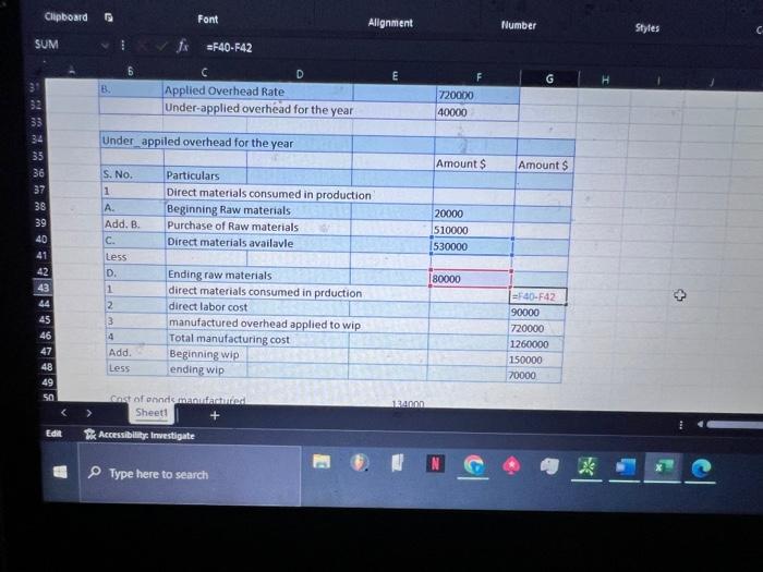 1 & Cost of goods manufactured & 1340000 \\ \hline Add: &