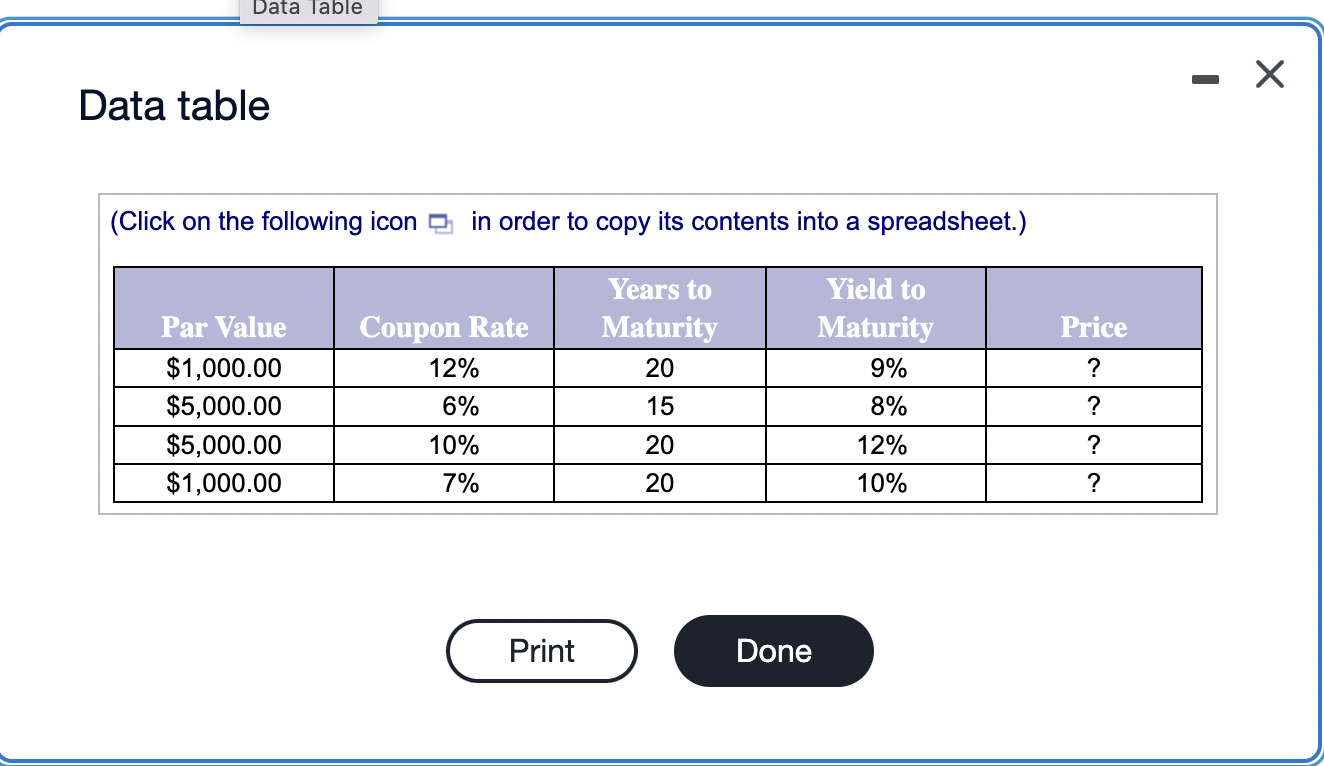  Data Table Data table (Click on the following icon in order