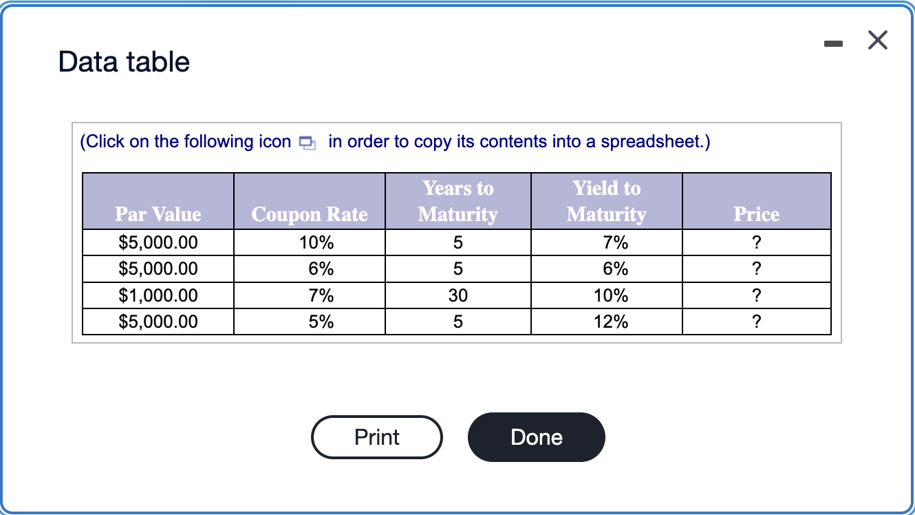 12% 10% Par Value Coupon Rate $1,000.00 $5,000.00 $5,000.00 $1,000.00 12% 6%