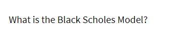  What is the Black Scholes Model