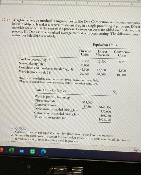  2 3 4 5 HA + 6 17-16 Weighted-average method, assigning