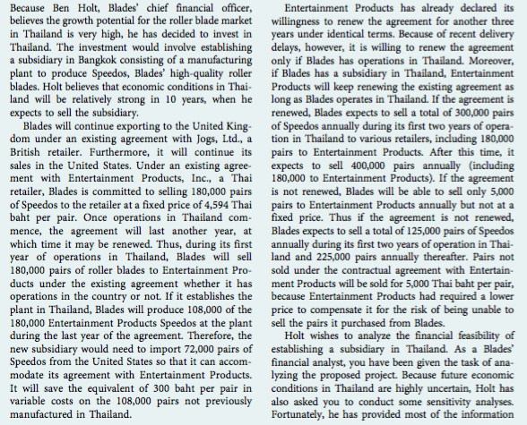 The spreadsheet for 3 and 5 Because Ben Holt, Blades' chief financial