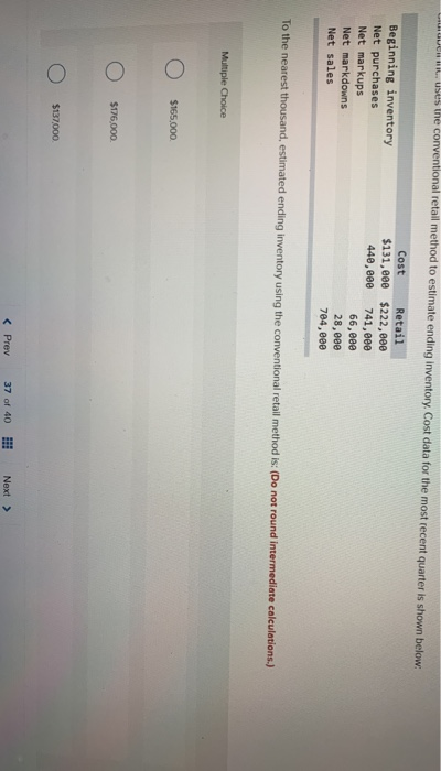  LILI. uses the conventional retail method to estimate ending inventory. Cost