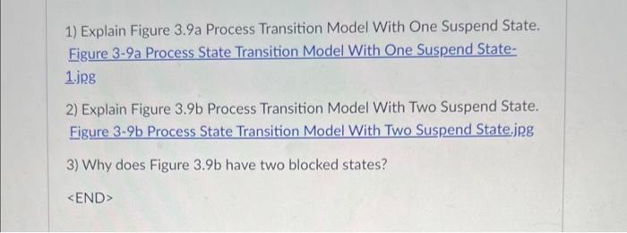  1) Explain Figure 3.9a Process Transition Model With One Suspend State.