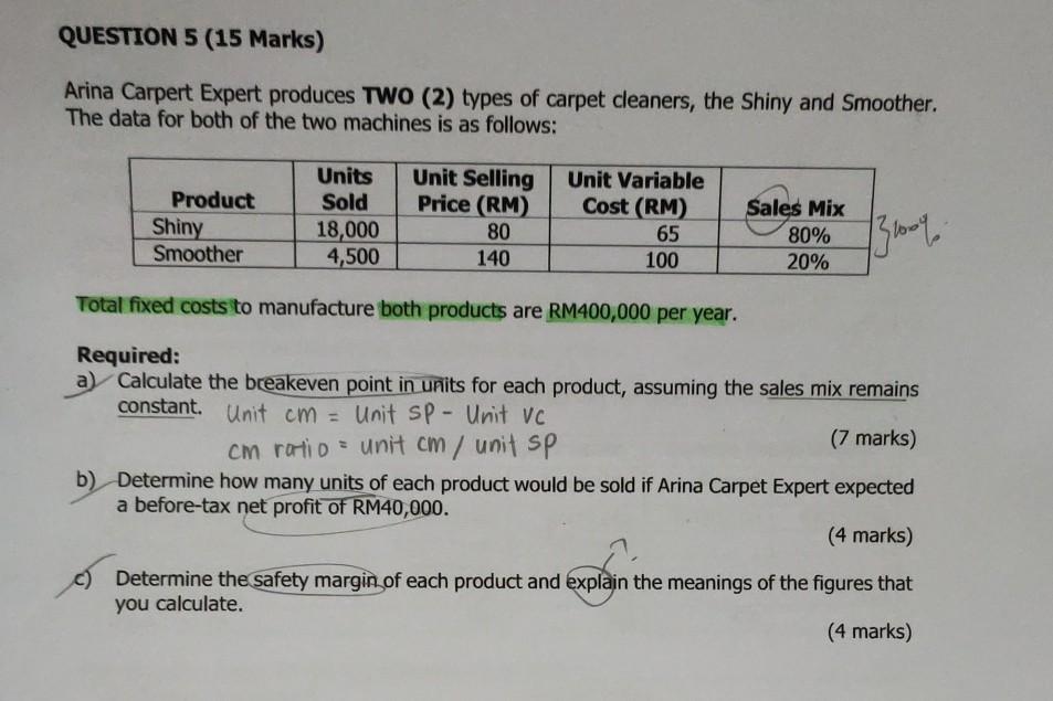 how to explain MOS for c QUESTION 5 (15 Marks) Arina