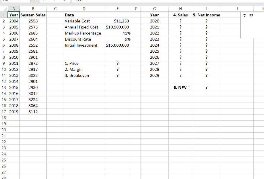 This problem will provide you with practice in NPV, margin and markup,