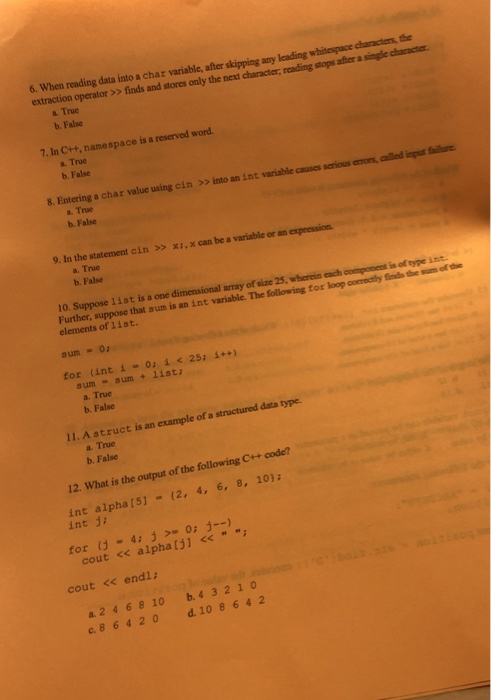  6. When reading data into a ar variable, after skipping any