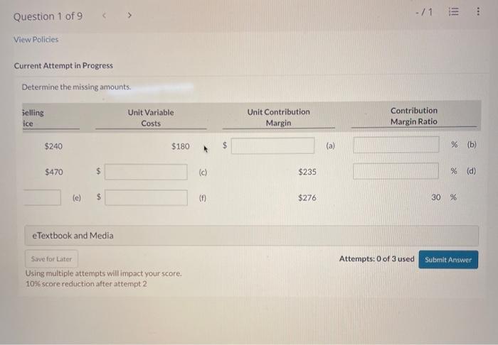 Current Attempt in Progress Determine the missing amounts. Current Attempt in