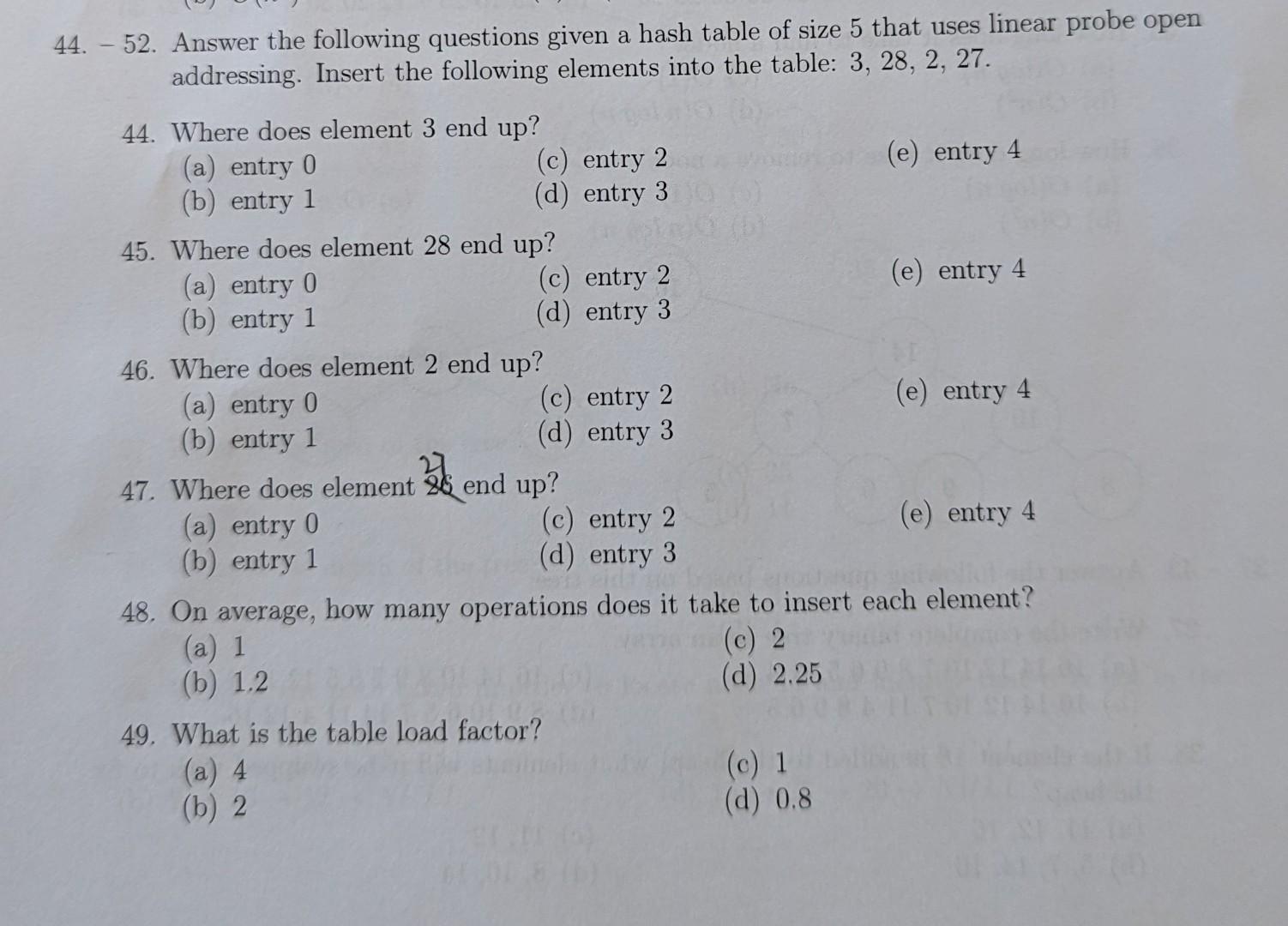 Please answer these multiple choice questions. 52. Answer the following questions given