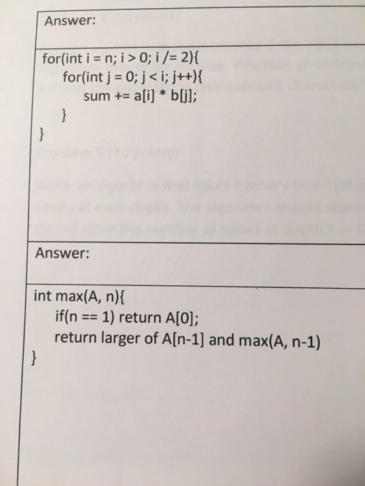  Answer for(int i = n; i > 0; i /= 2){