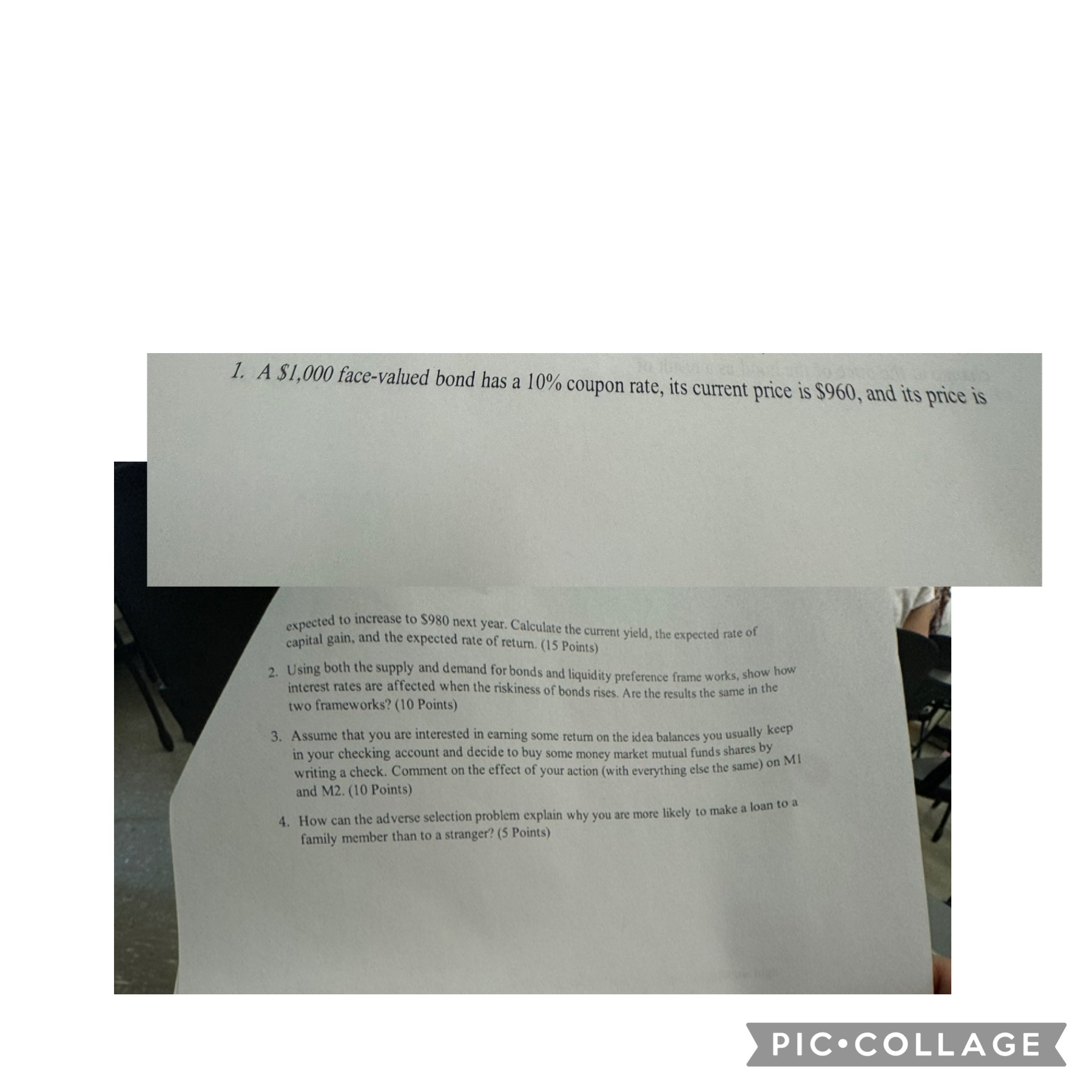  A $1,000 face-valued bond has a 10% coupon rate, its current