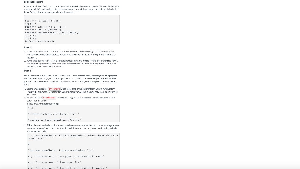 if statements and more methods Create a class Lab3 and put everything