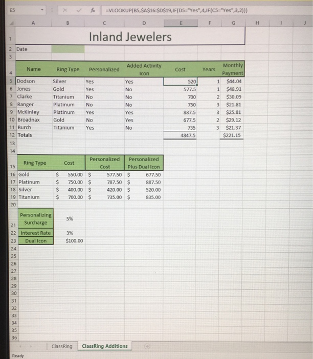 a. Enter a formula in cell C16 to calculate the cost of