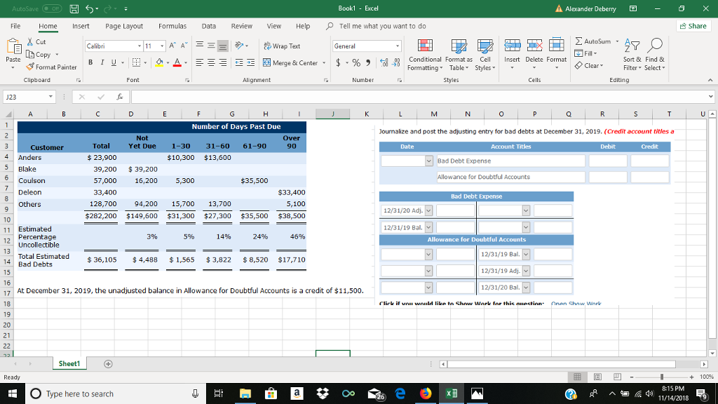 Journalize and post the adjusting entry for bad debts at December