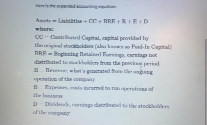 3. Write the expanded accounting equation 1 2a 2b 2c 3 The