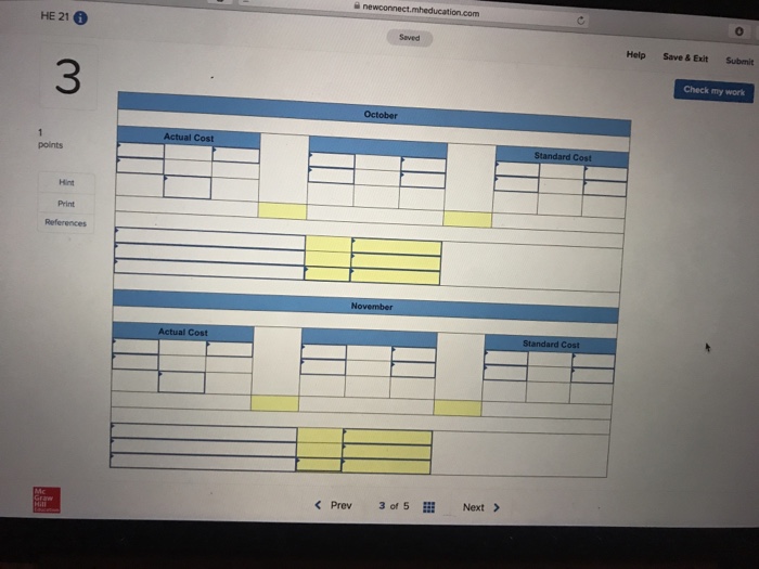 work After evaluating Null Company's manufacturing process, management decides to establish standards