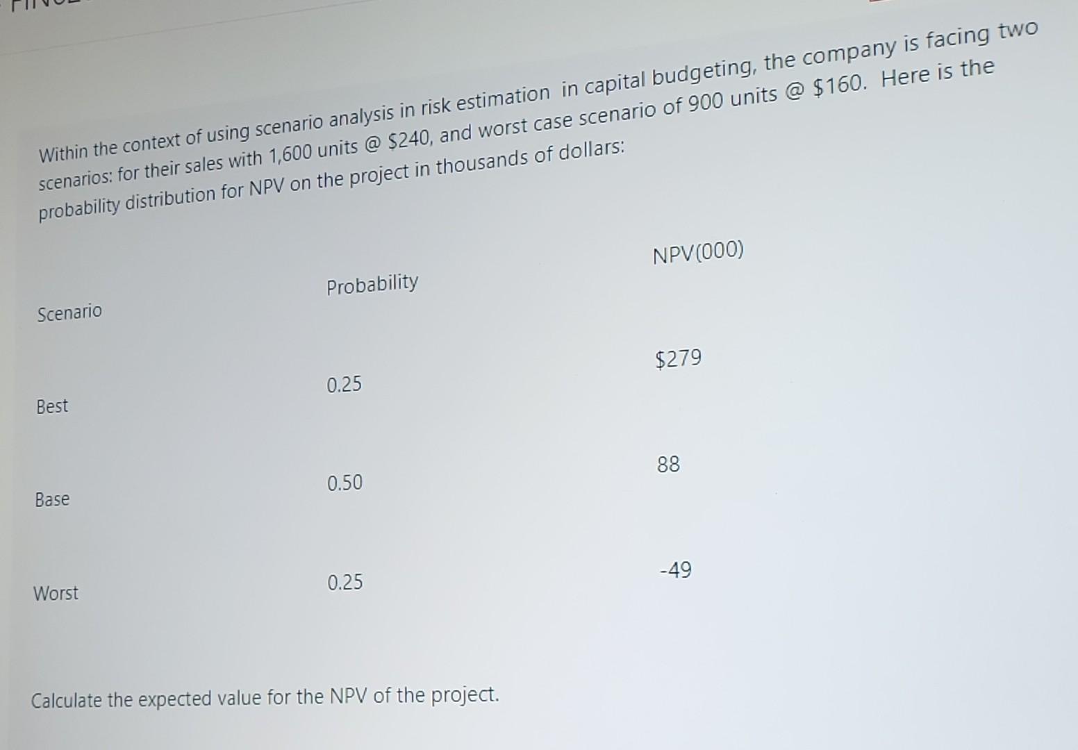 Within the context of using scenario analysis in risk estimation in