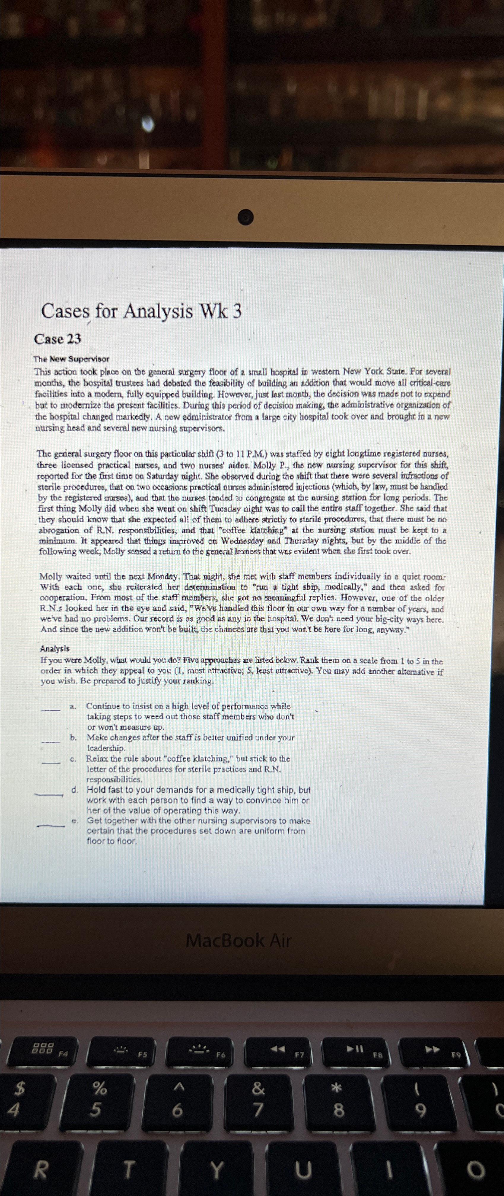  Cases for Analysis Wk 3 Case 23 The New Supervisor This