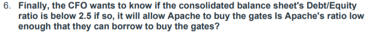 GATE Please show work in excel. 6. Finally, the CFO wants