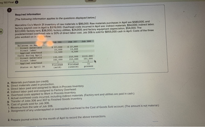  please help me with the computations ng 150 Final Required information