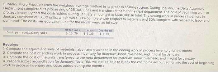 system. It manufactures a product that passes through two departments. Data for