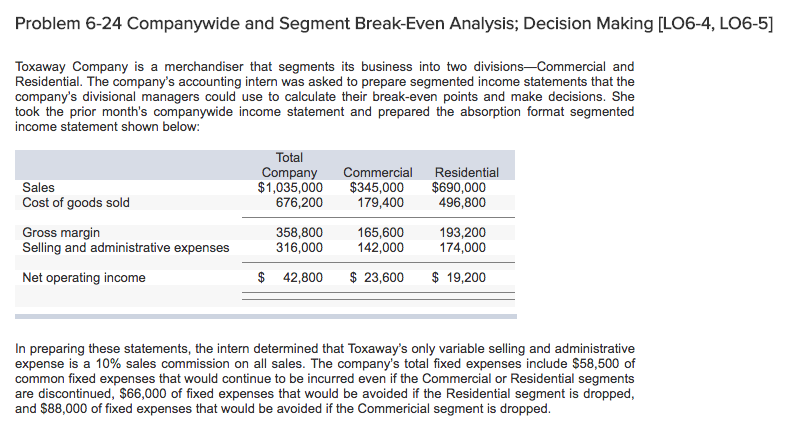  The drop down options for questions 3 are: Problem 6-24 Companywide