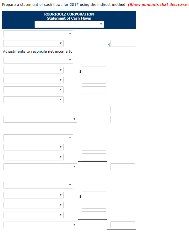 CORPORATION Comparative Balance Sheets December 31 2016 $17,300 22,300 15,750 69,850 2017