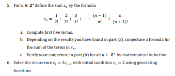5. For +define the sum by the formula = 1 2! +