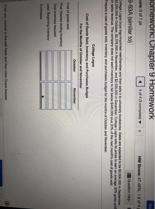  Question 1 Question 2 Please answer requirements 1-4 omework: Chapter 9